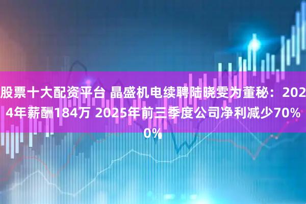 股票十大配资平台 晶盛机电续聘陆晓雯为董秘：2024年薪酬184万 2025年前三季度公司净利减少70%